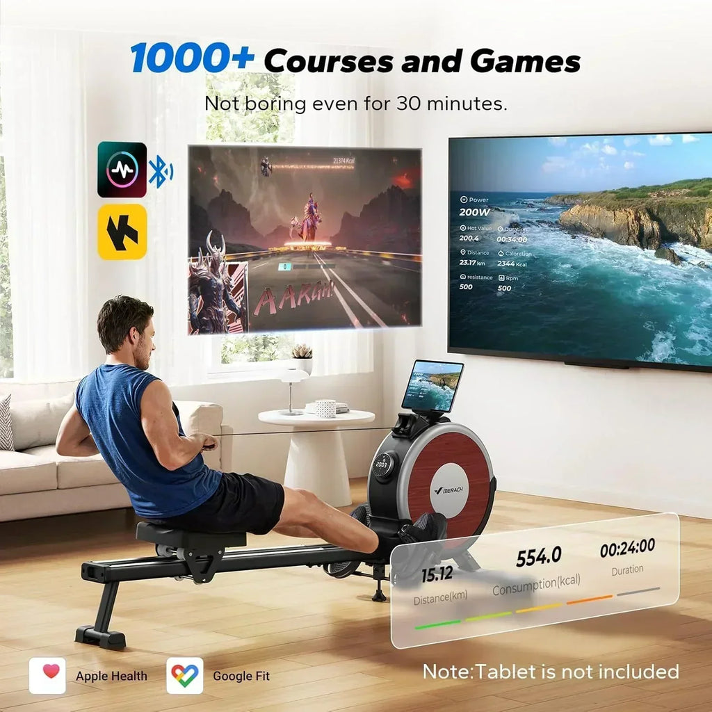 Merachi household rowing machine silent resistance dual-slide design