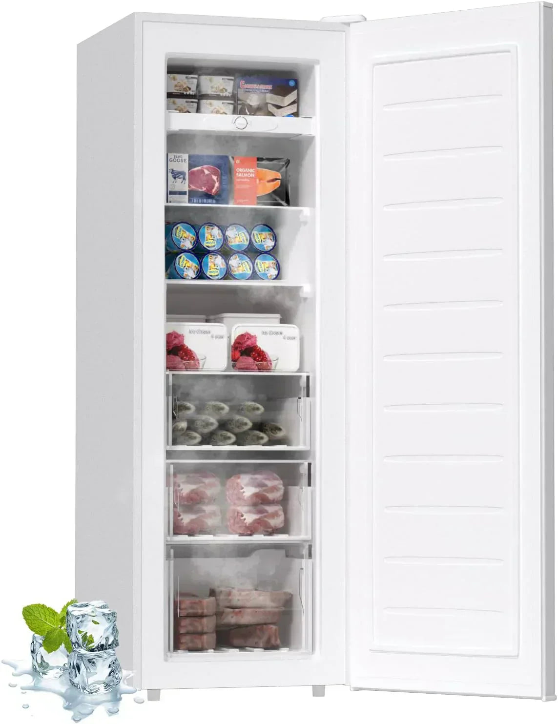 BANGSON Upright Freezer 7.0 Cu.ft Stand Up Freezer Convertible Upright Freezer/Refrigerator