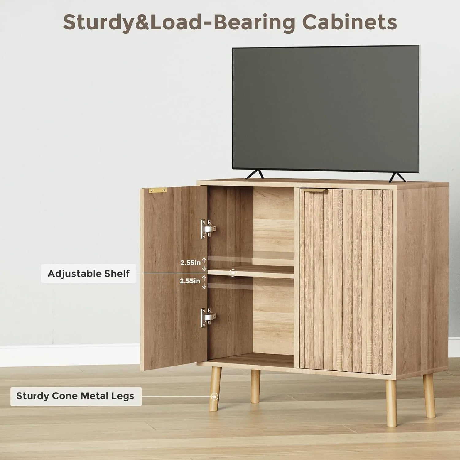 Free Standing Cabinet Black Wood for Living Room, Bedroom, Dining Room, Hallway, Entryway