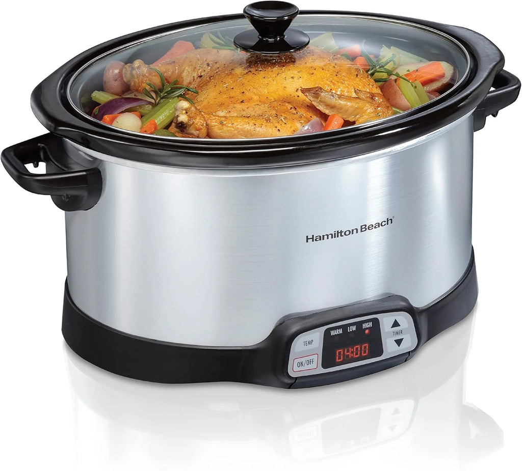 Hamilton Beach 8 Quart Programmable Slow Cooker Three Temperature Settings Dishwasher Safe Crock