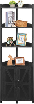 HOOBRO Corner Shelf with Storage, Tall Corner Cabinet, 5-Tier Bookshelf Stand