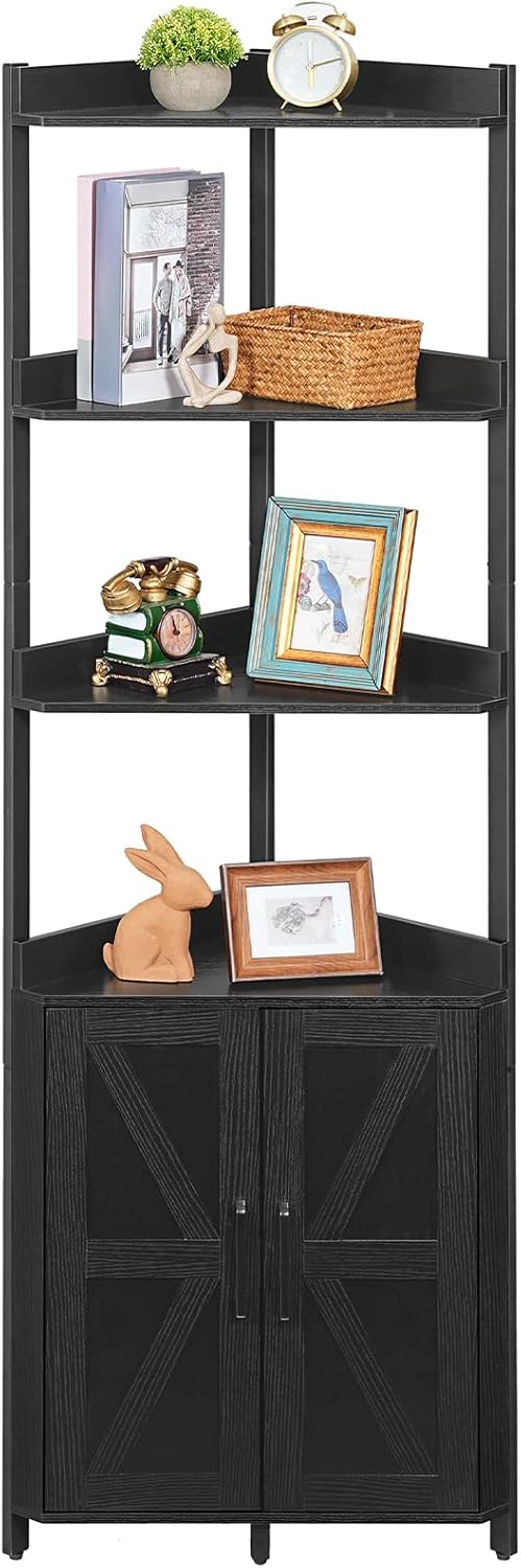 HOOBRO Corner Shelf with Storage, Tall Corner Cabinet, 5-Tier Bookshelf Stand