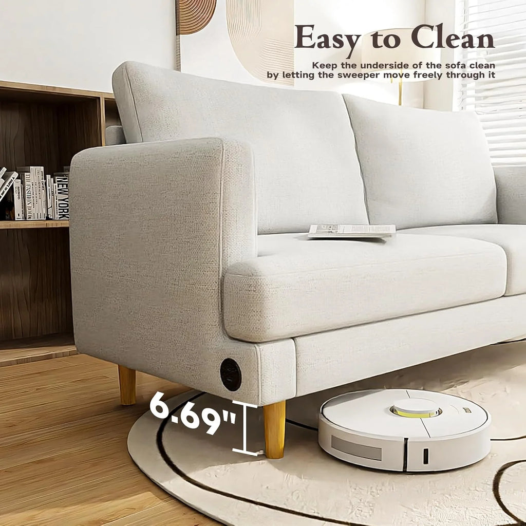 Loveseat Sofa Couch for Living Room USB Type C Ports Dark Gray Upholstered Small Couches