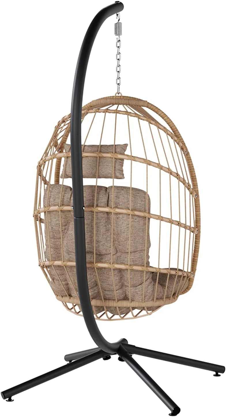 SWITTE Egg Chair Outdoor Indoor Wicker Hanging Egg Swing Chair 350lbs Capacity for Patio