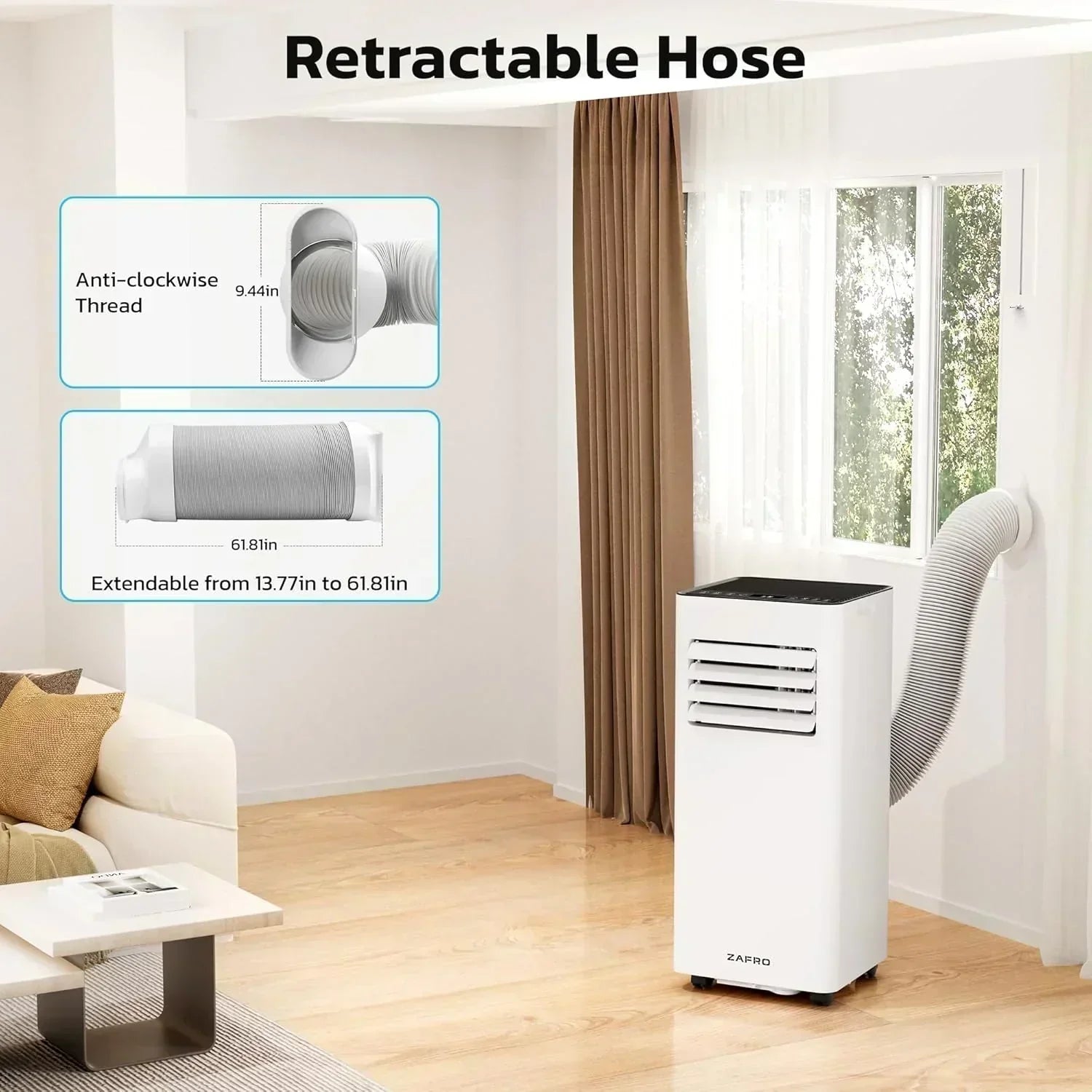 ZAFRO 8,000 BTU Portable Air Conditioners 4 Modes Portable AC Unit with Fast Cooling
