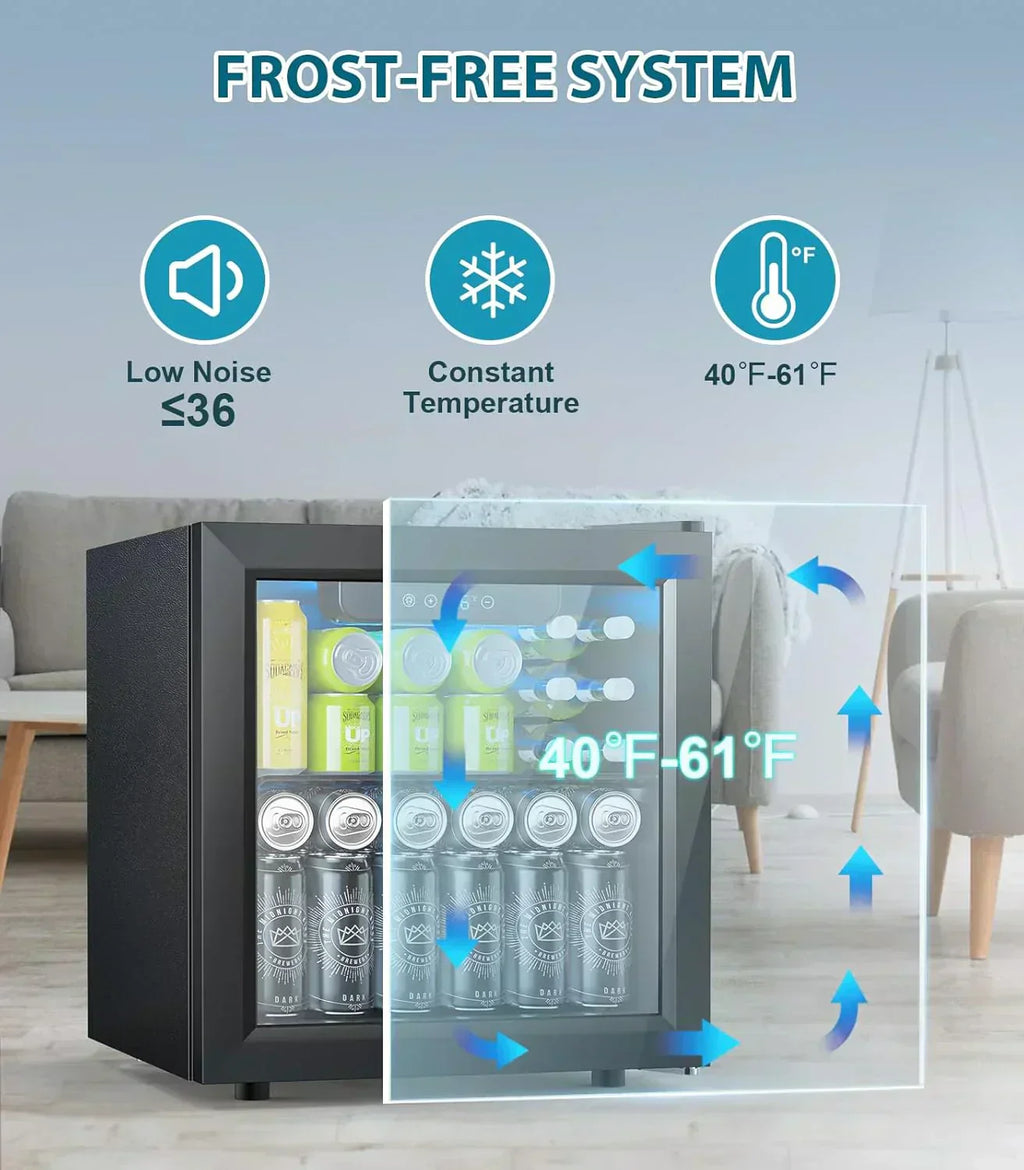 Mini Fridge 130 Can Beverage Refrigerator Cooler Drink Fridge Adjustable Temperature Control