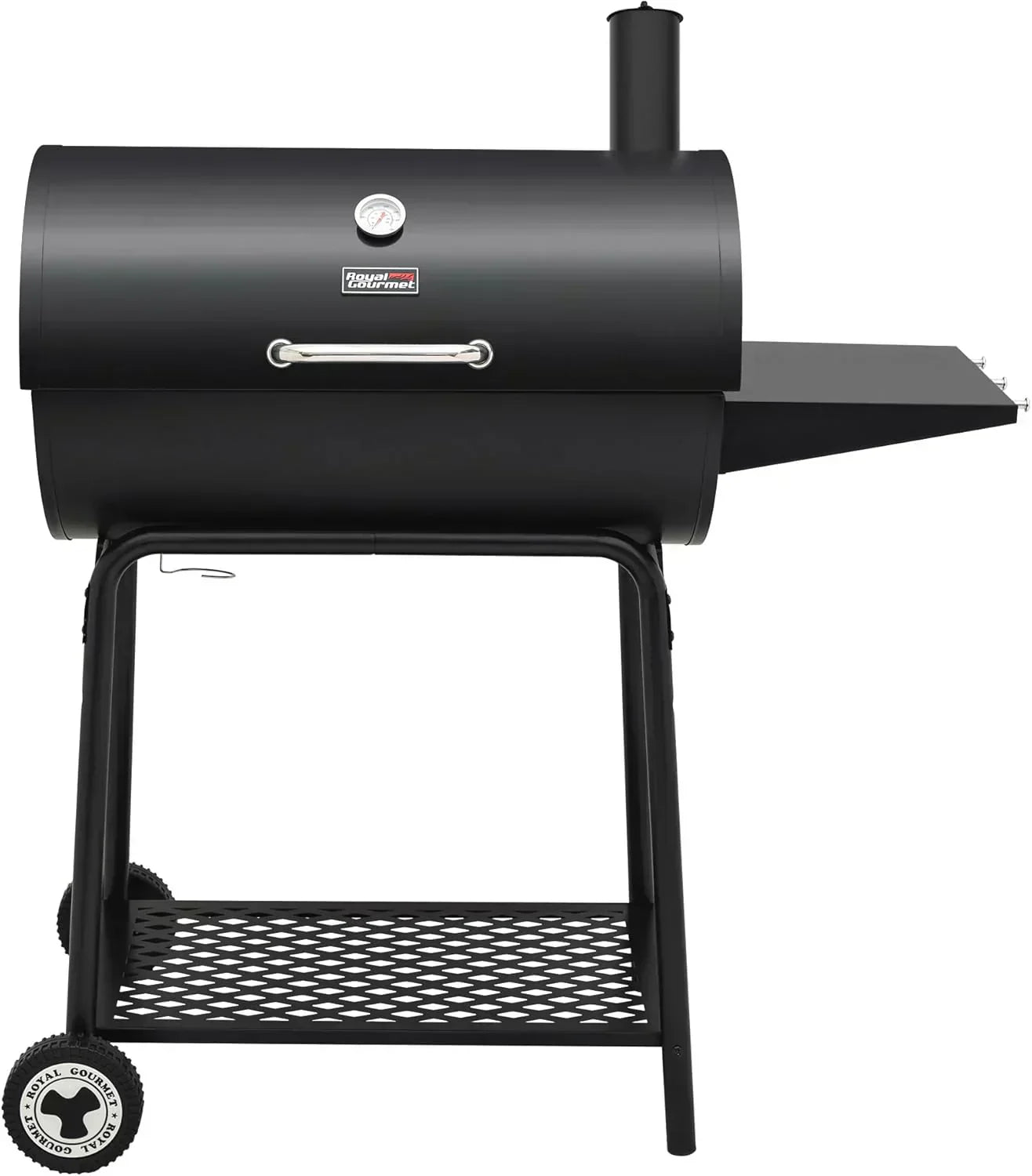 Royal Gourmet CC1830 30 Inch Barrel Charcoal Grill with Side Table Outdoor BBQ Grill  for Backyard