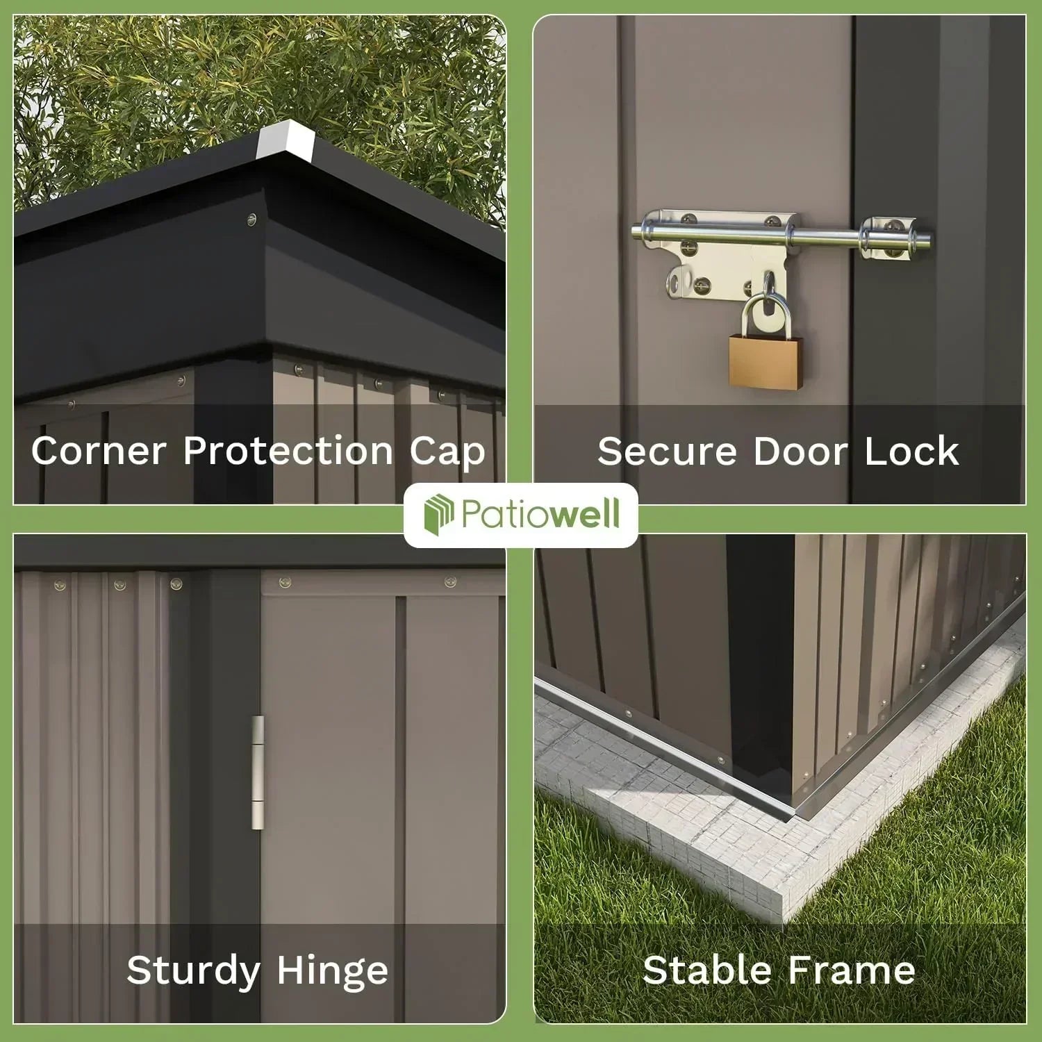 Patiowell 5x3 FT Outdoor Storage Shed Tool Shed with Sloping Roof and Lockable Door Metal Shed