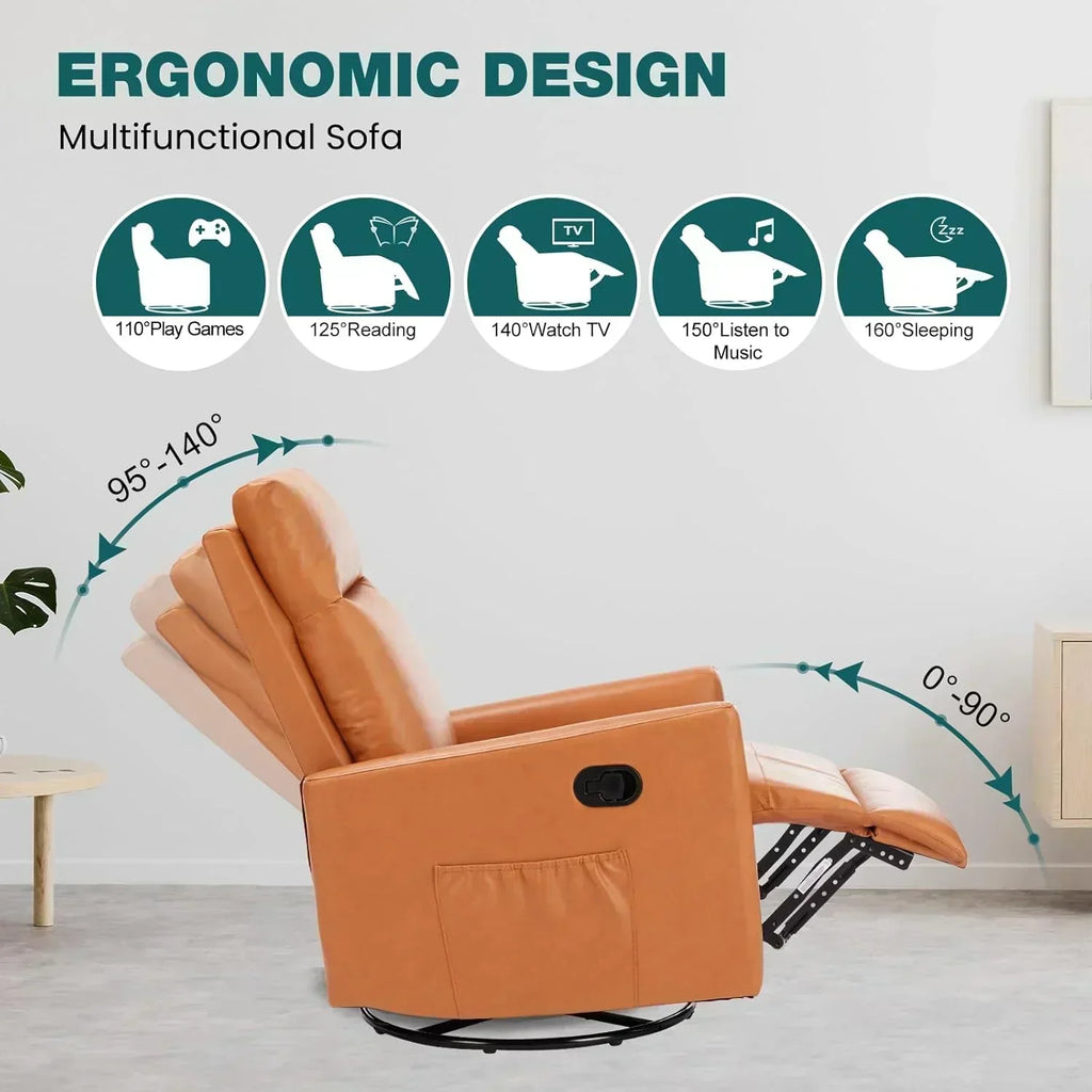 Swivel high-back rocking chair with footrest padded glider baby chair with comfortable deep seat