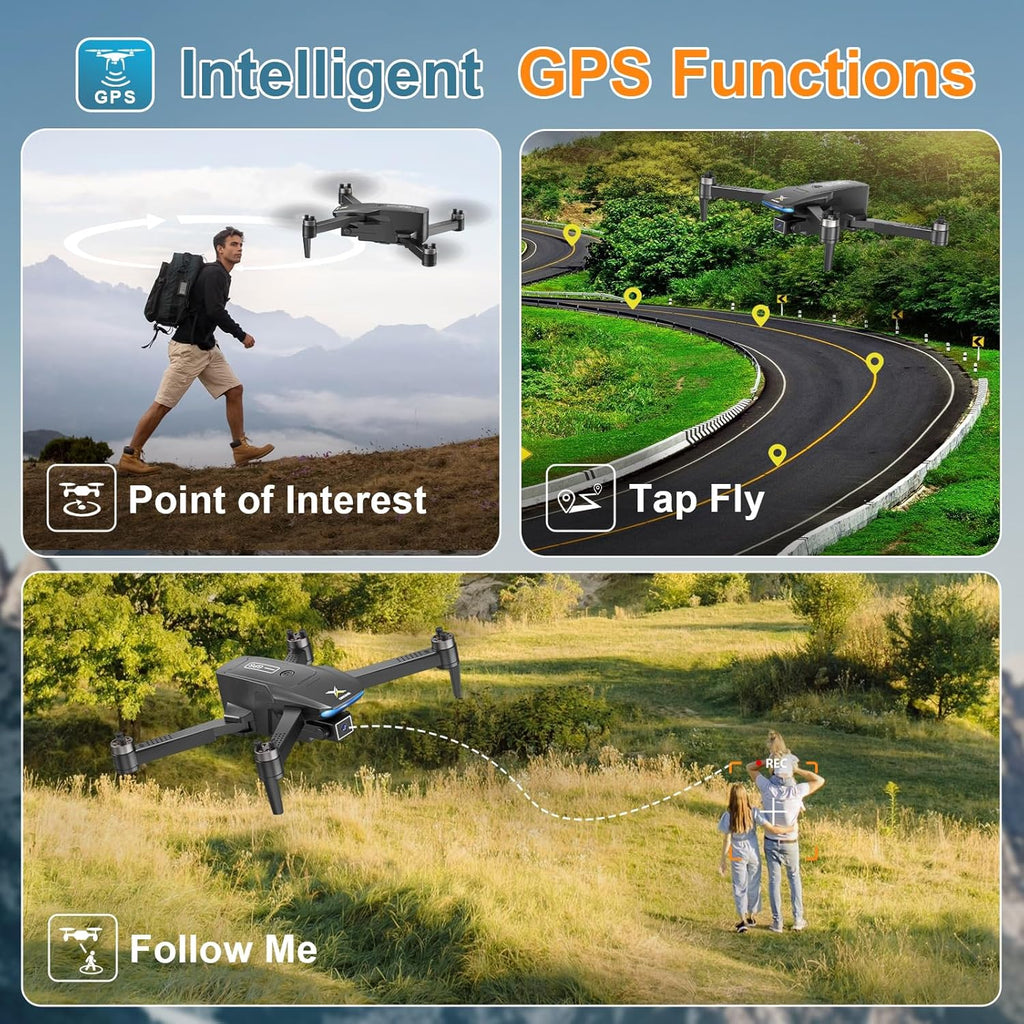 GPS Drones with Camera for Adults 4K, Brushless Motor FPV RC Quadcopter with Auto Return, Follow Me, Headless Mode, 50 Mins Long Flight, Lightweight and Foldable Drone for Beginner