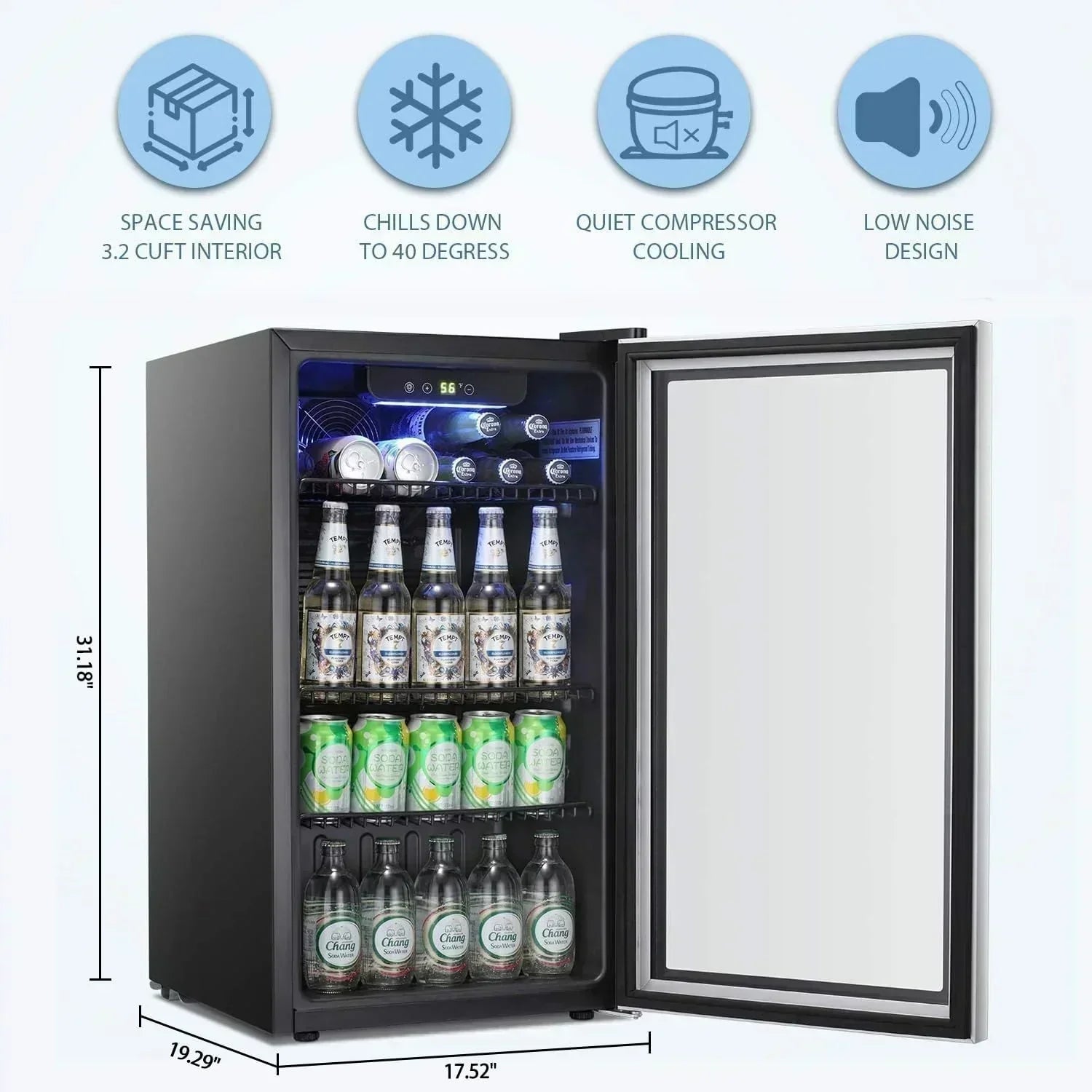Antarctic Star Beverage Refrigerator Cooler 68 Can Mini Fridge with Glass Door for Beer Drinks Wine