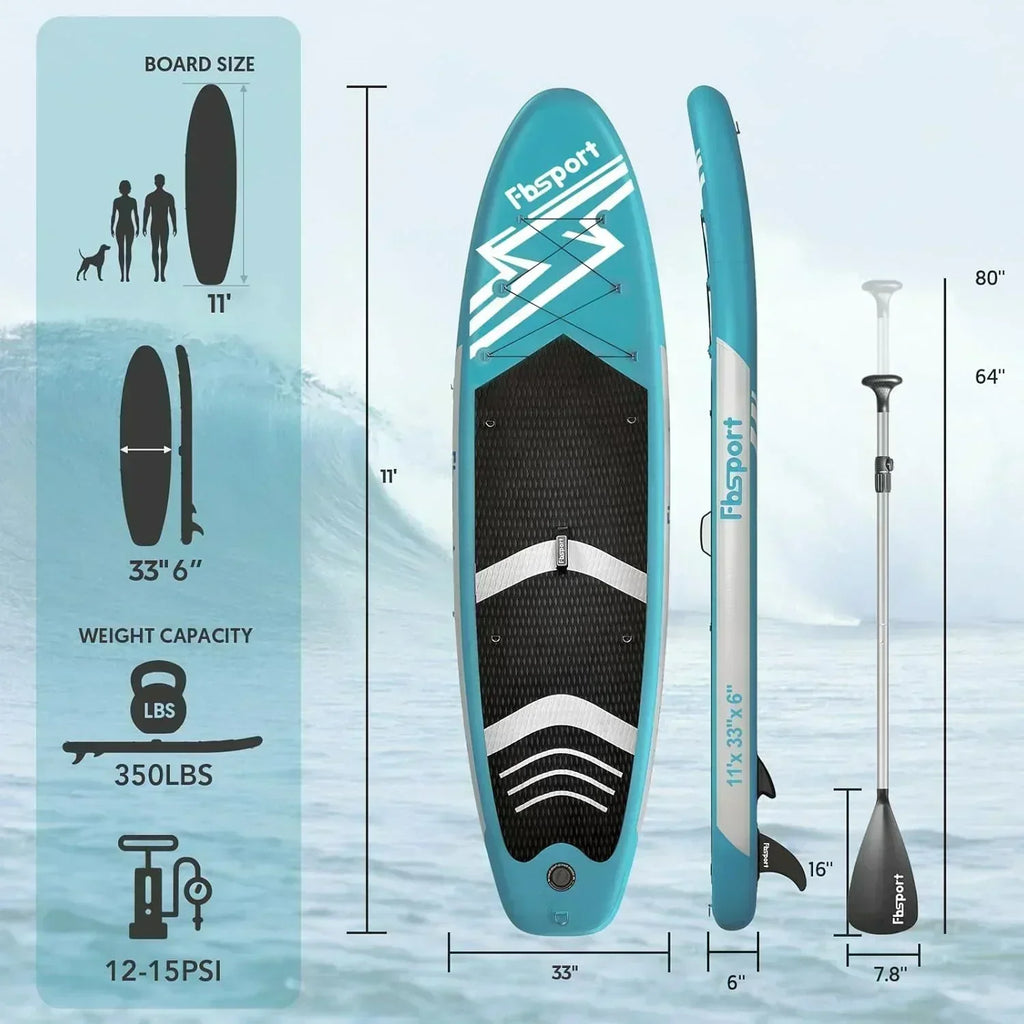 FBSPORT 11' Premium Stand Up Paddle Board Yoga Board with Durable SUP Accessories Carry Bag