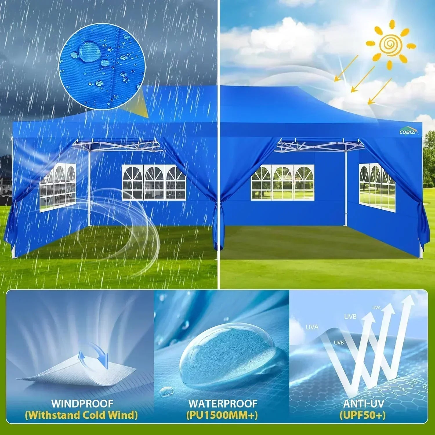 COBIZI 10x20 Heavy Duty Pop up Canopy Tent 6 sidewalls Commercial Canopy Wedding Party Tents