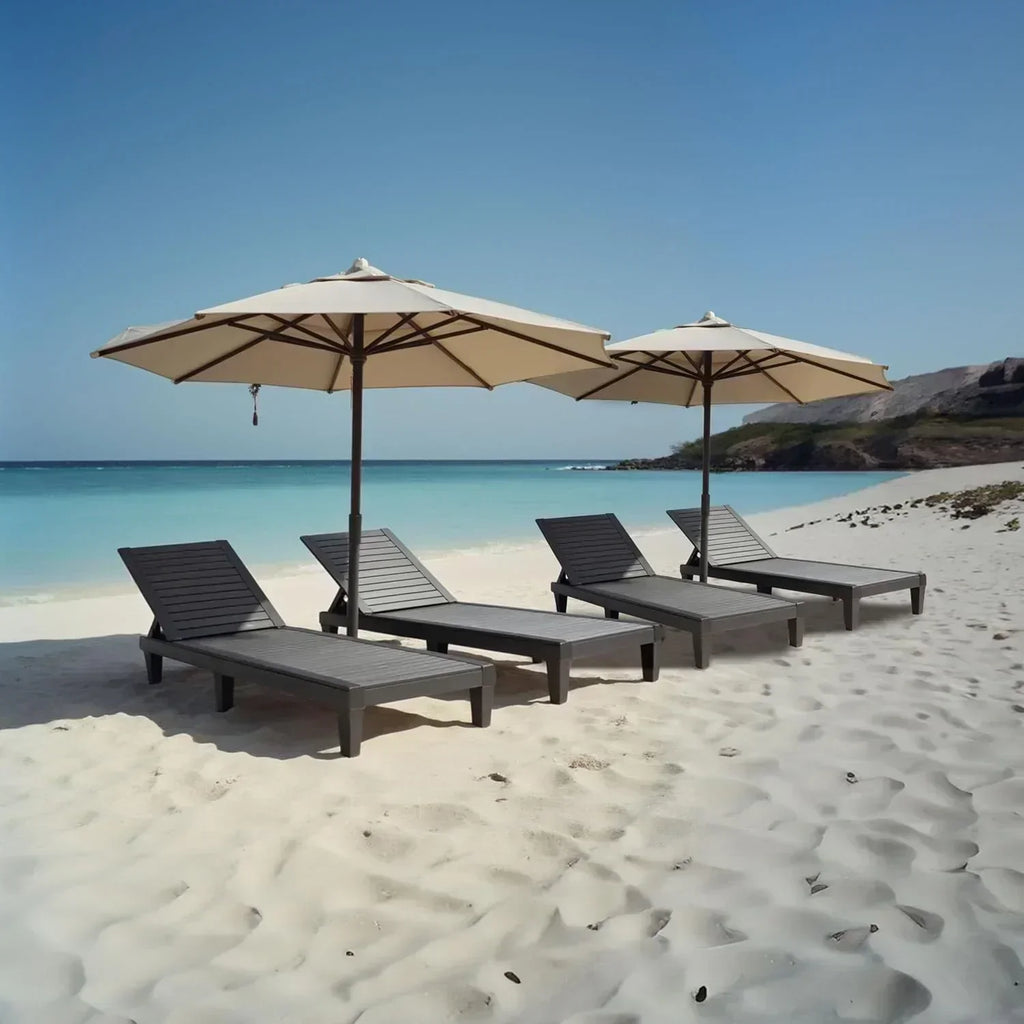 Patio Chairs Black Chaise Lounge Chair Outdoor 5-Position Adjustable Sun Tanning Chair