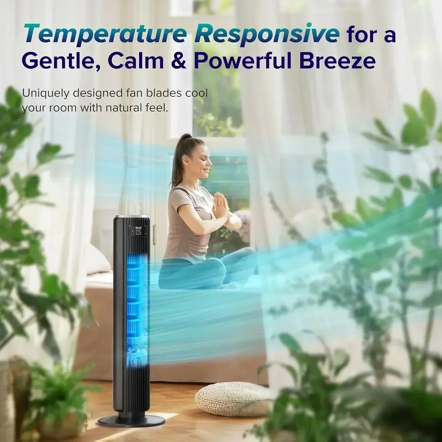 LEVOIT Tower Fan for Bedroom Standing Fan with 28dB Quiet for Sleep Remoter 12H Timer