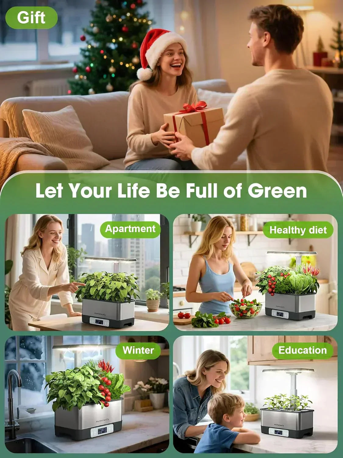 Hydroponic Grow System Kit 8 Smart Indoor Herb Gardens with WiFi App Control Seed Pod Kit