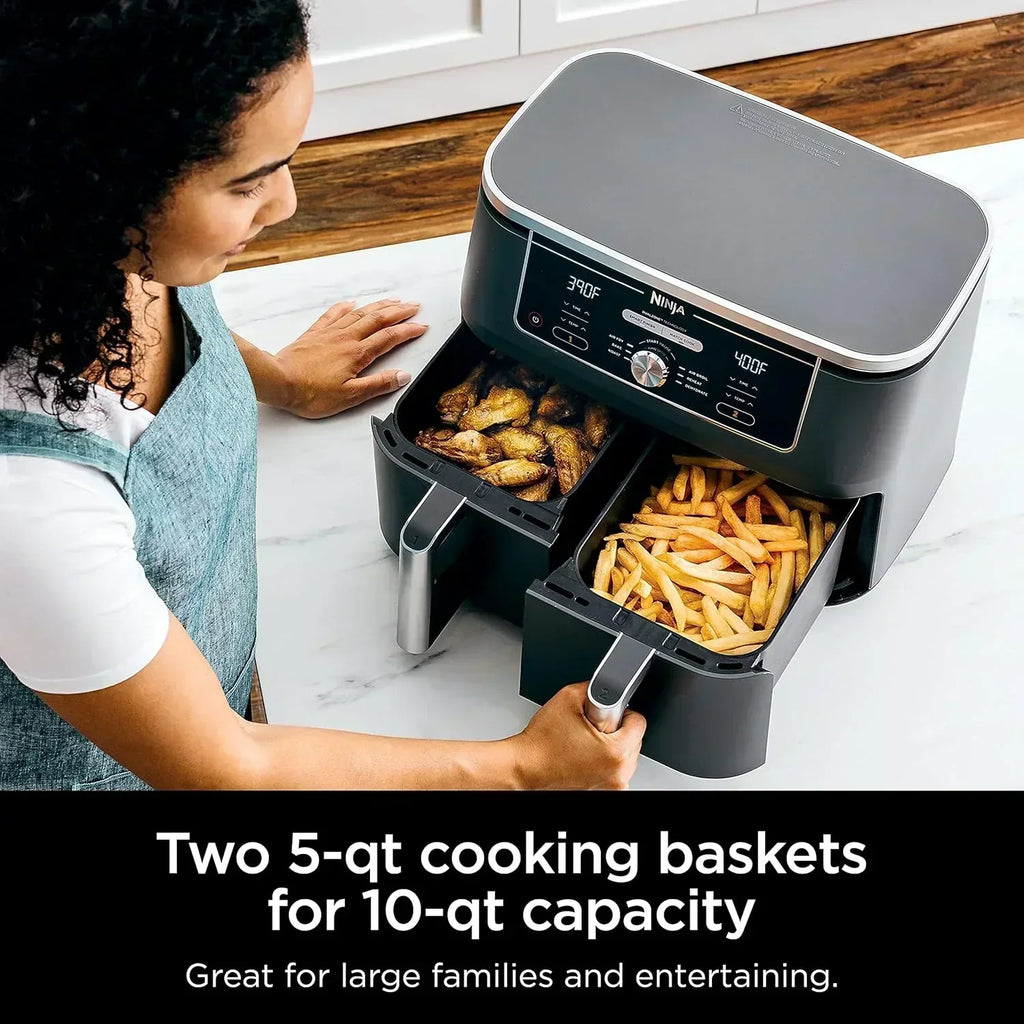 Ninja Foodi 6-in-1 FlexBasket Air Fryer with 7 QT MegaZone Basket Divider for Large Proteins