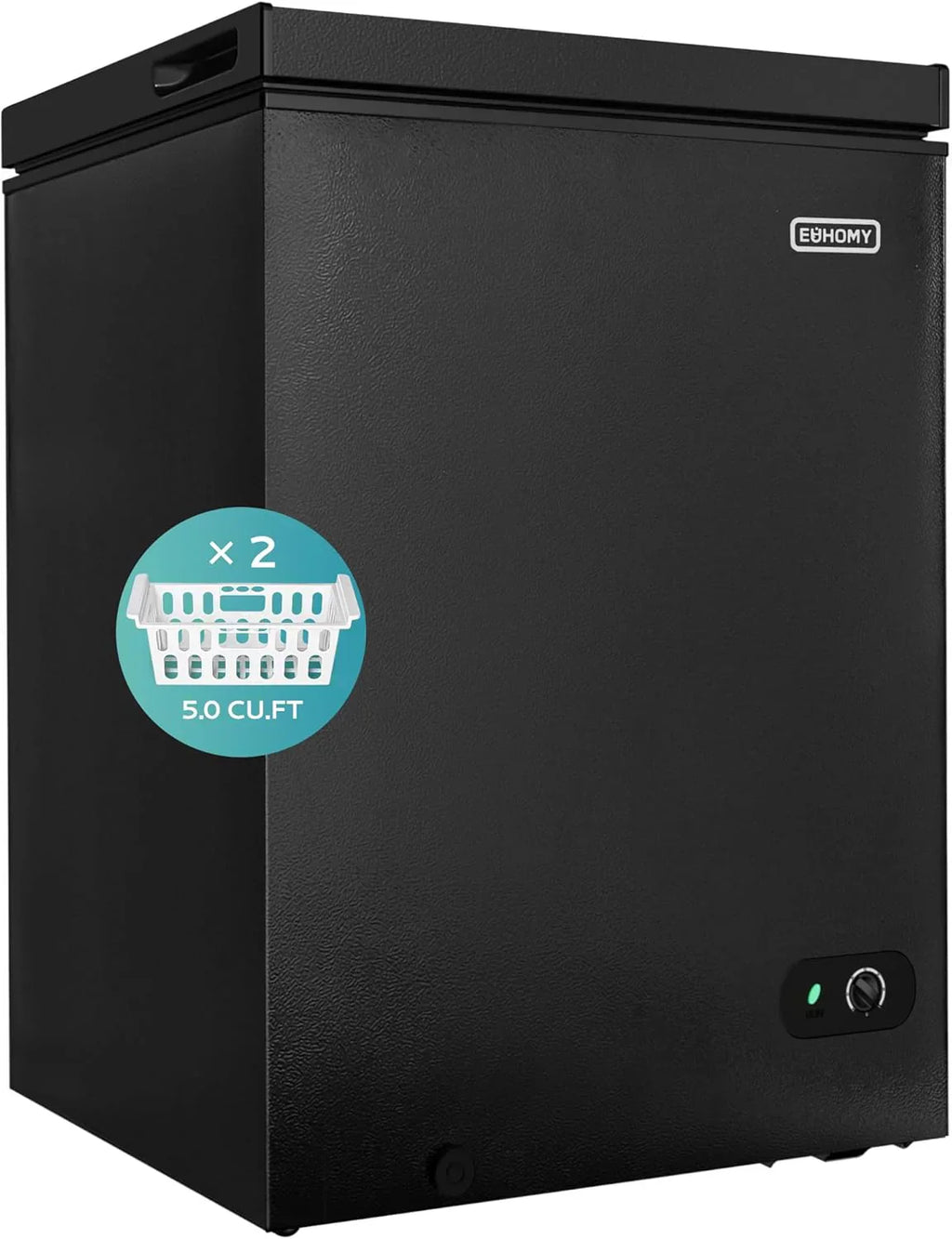 EUHOMY 3.5 Cu.Ft Chest Freezer with Removable Basket Small Deep Freezer Adjustable 7 Thermostat