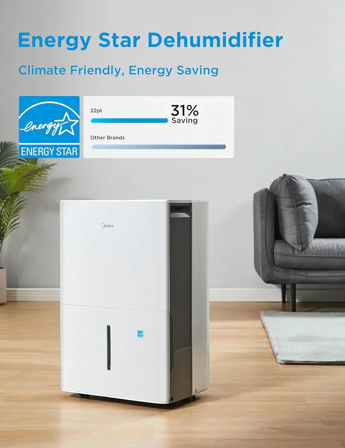 4,500 Sq. Ft.Dehumidifier for Basement Energy Star Certified With Reusable Air Filter 50 Pint