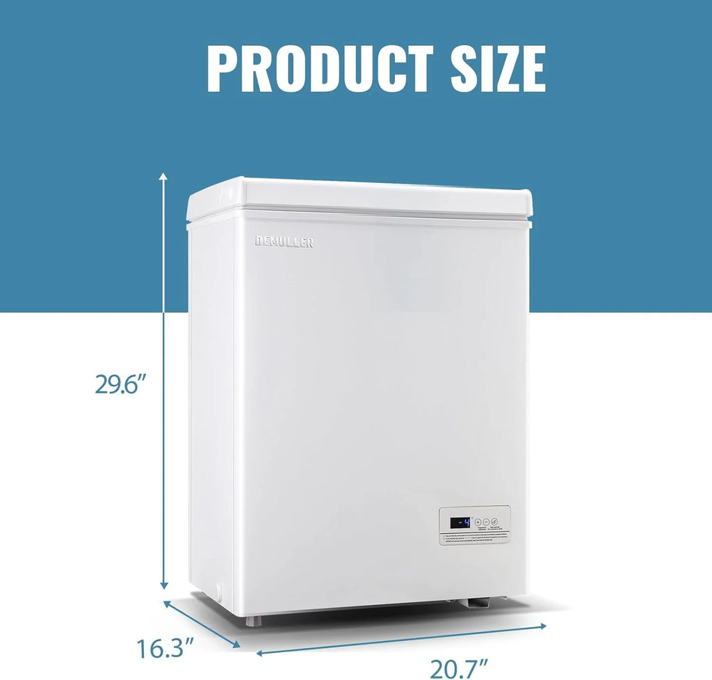 Chest Freezer 5.0Cubic Feet Deep Freezer Freestanding Freezers Removable Stainless Steel Basket