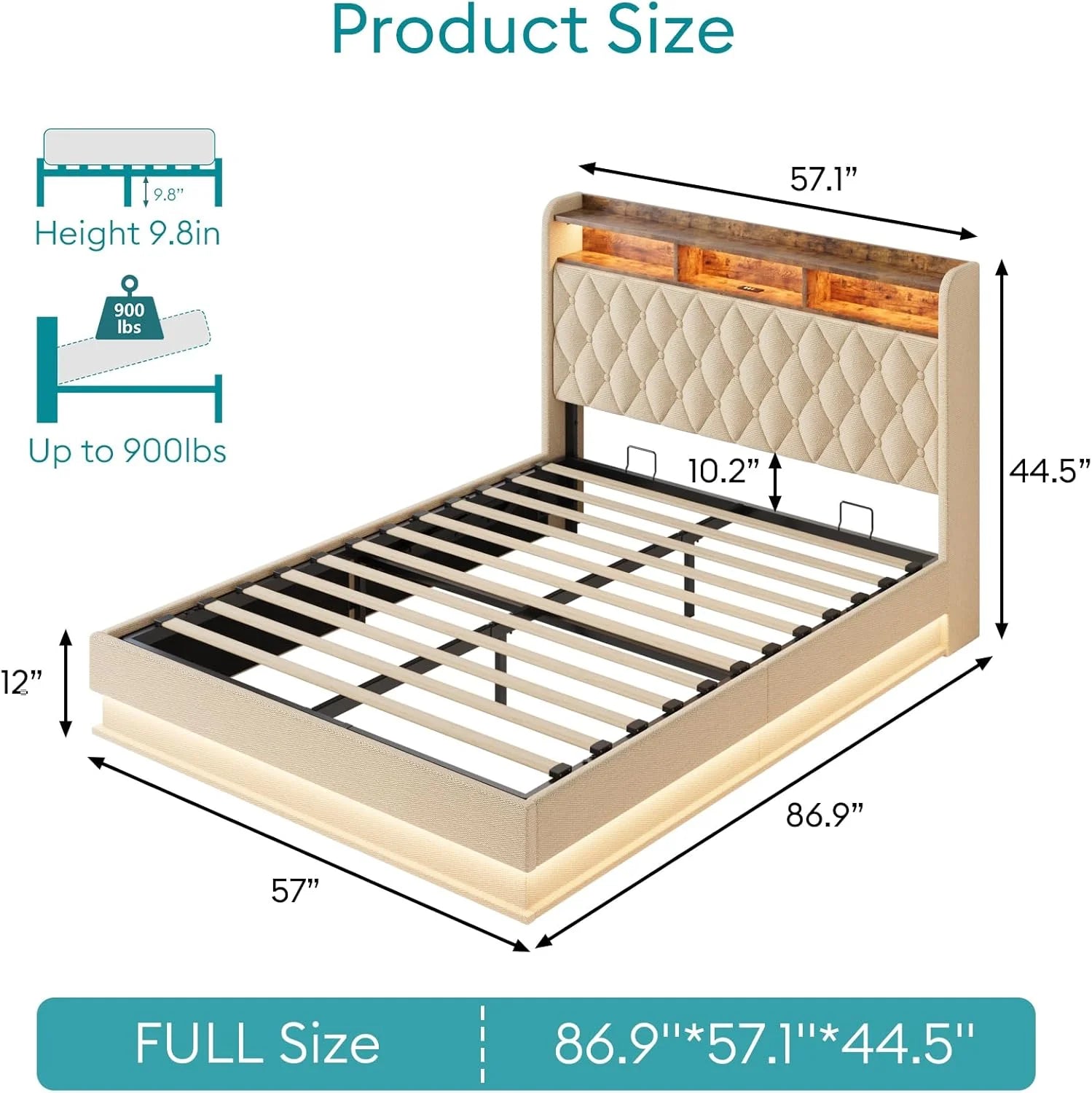 Queen Bed Frame Storage Lift Up Queen Size Bed Frame Headboard Upholstered Platform Bed
