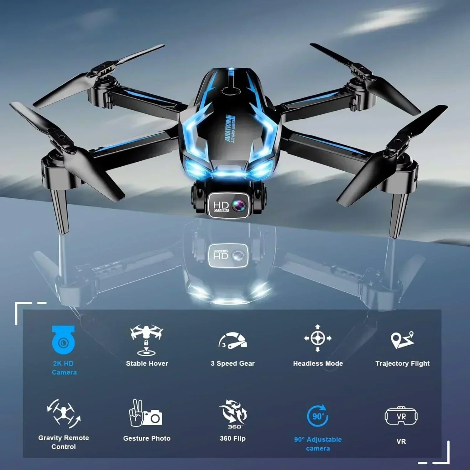 2K HD FPV Drone for Adults with Camera Altitude Hold Foldable and Portable