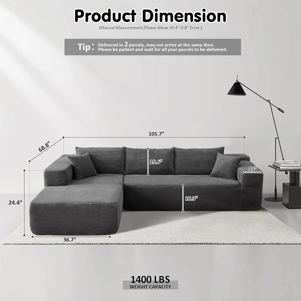 Ovios 104 Cloud Section Sofa L-shaped lounge chair, modern modular sofa
