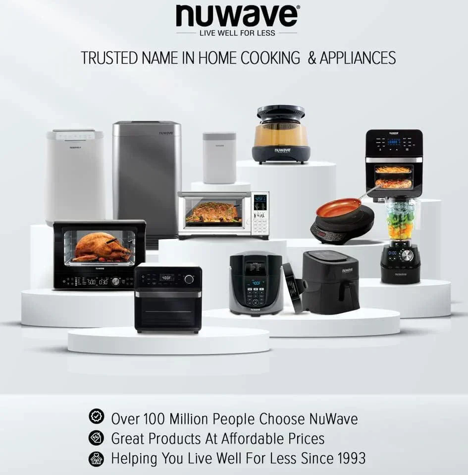 Nuwave Brio 15.5Qt Air Fryer Oven quickly reheats bakes and dehydrates food