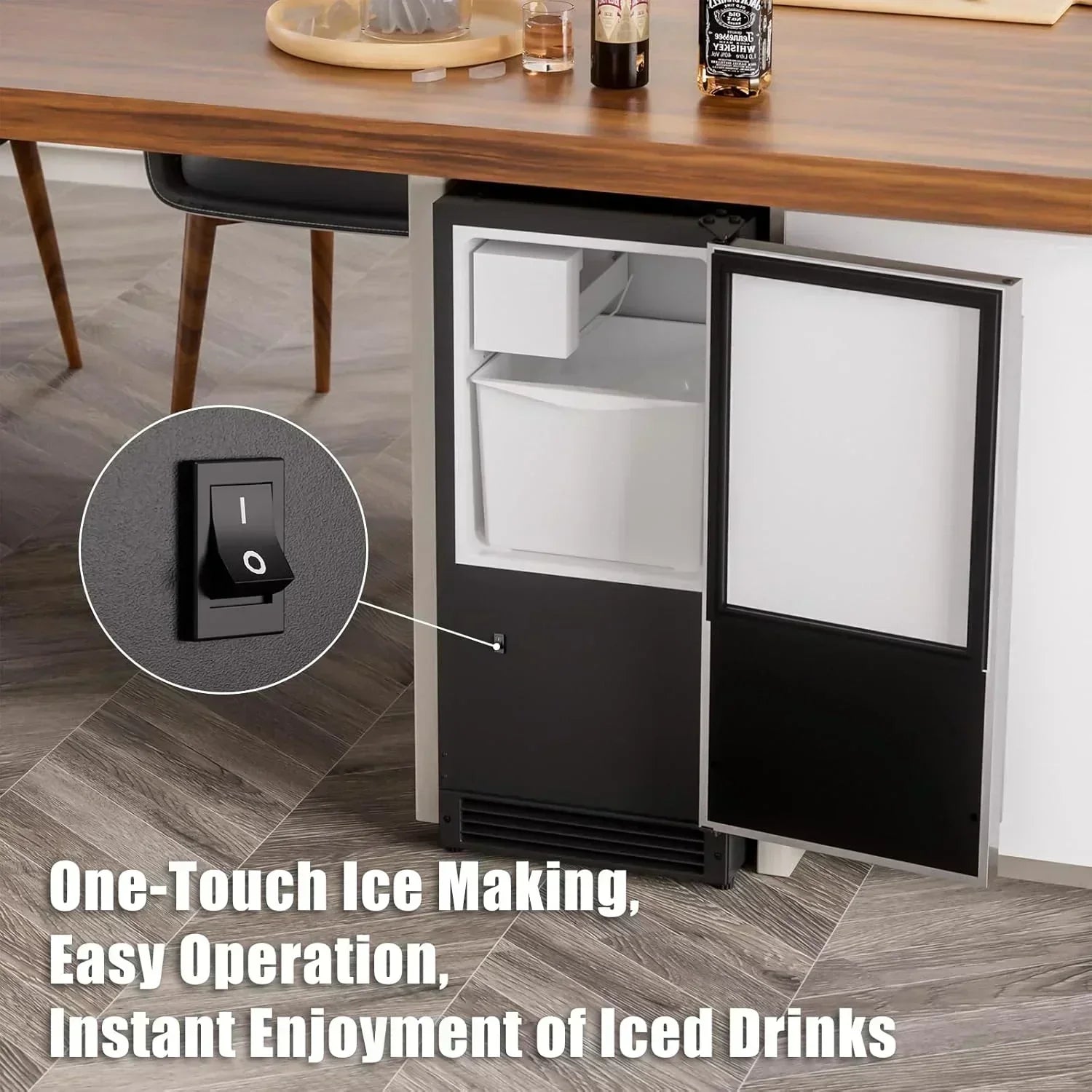 COTLIN 15 W Drainless Under Counter Ice Maker 22 LBS Storage Bin Free Standing
