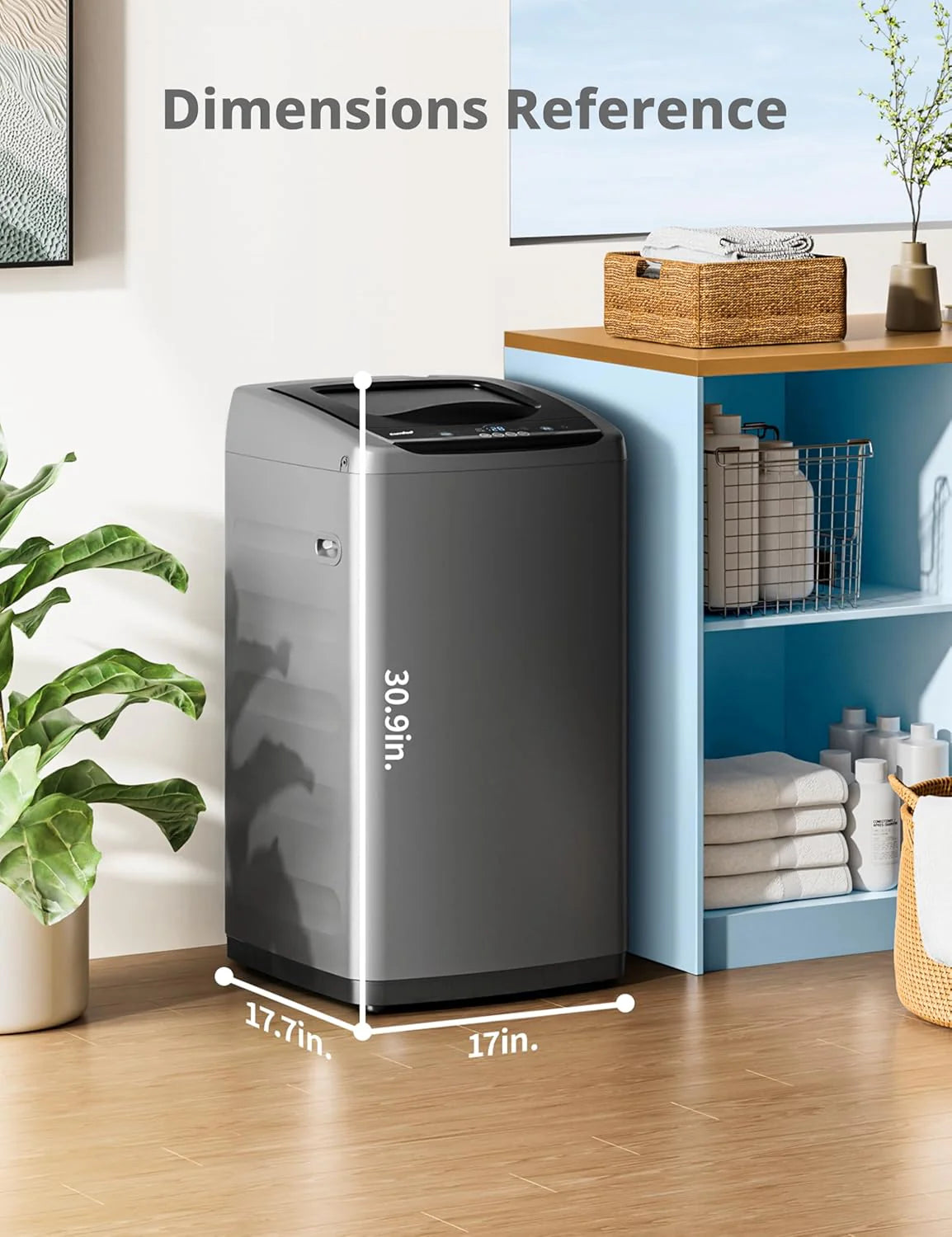 Comfee Portable Washing Machine 0.9 Cubic Feet Compact Washing Machine with LED Display 2 Built-in Drums Space Saving Fully Automatic Washing Machine