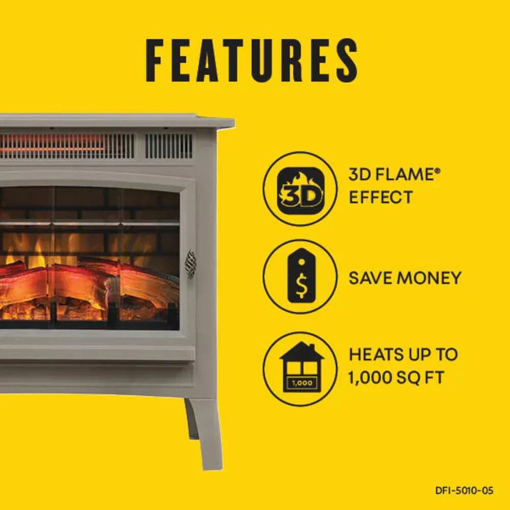 Freestanding Electric Fireplace Stove Heater with 3D Flame Effect for 1000 Sq. Ft