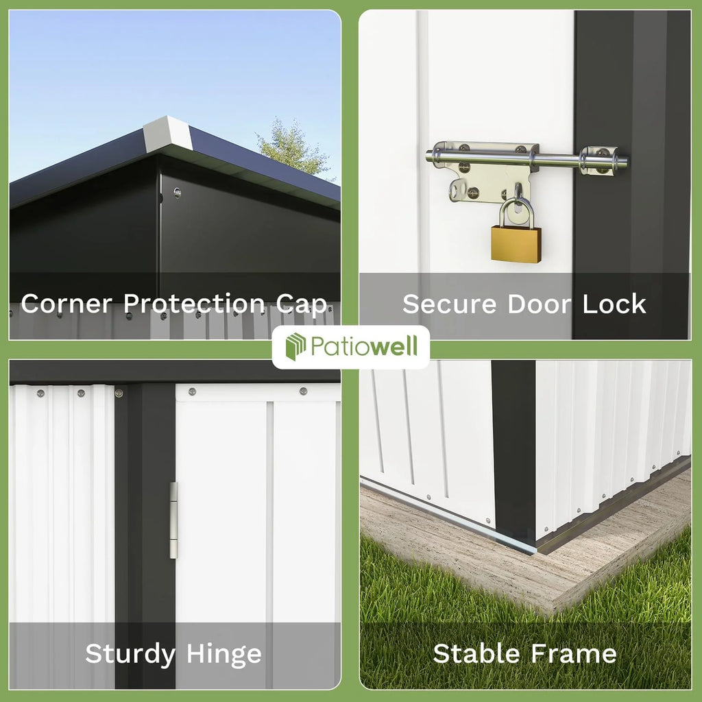 Patiowell 5x3 FT Outdoor Storage Shed Tool Shed with Sloping Roof and Lockable Door Metal Shed