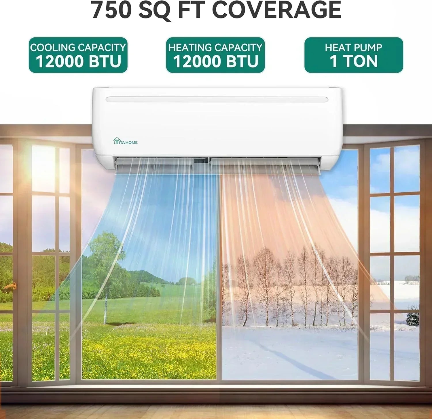 12000 BTU Mini Split Air Conditioner Heat Pump System Wifi Enabled 20 SEER2 115V Inverter Ductless