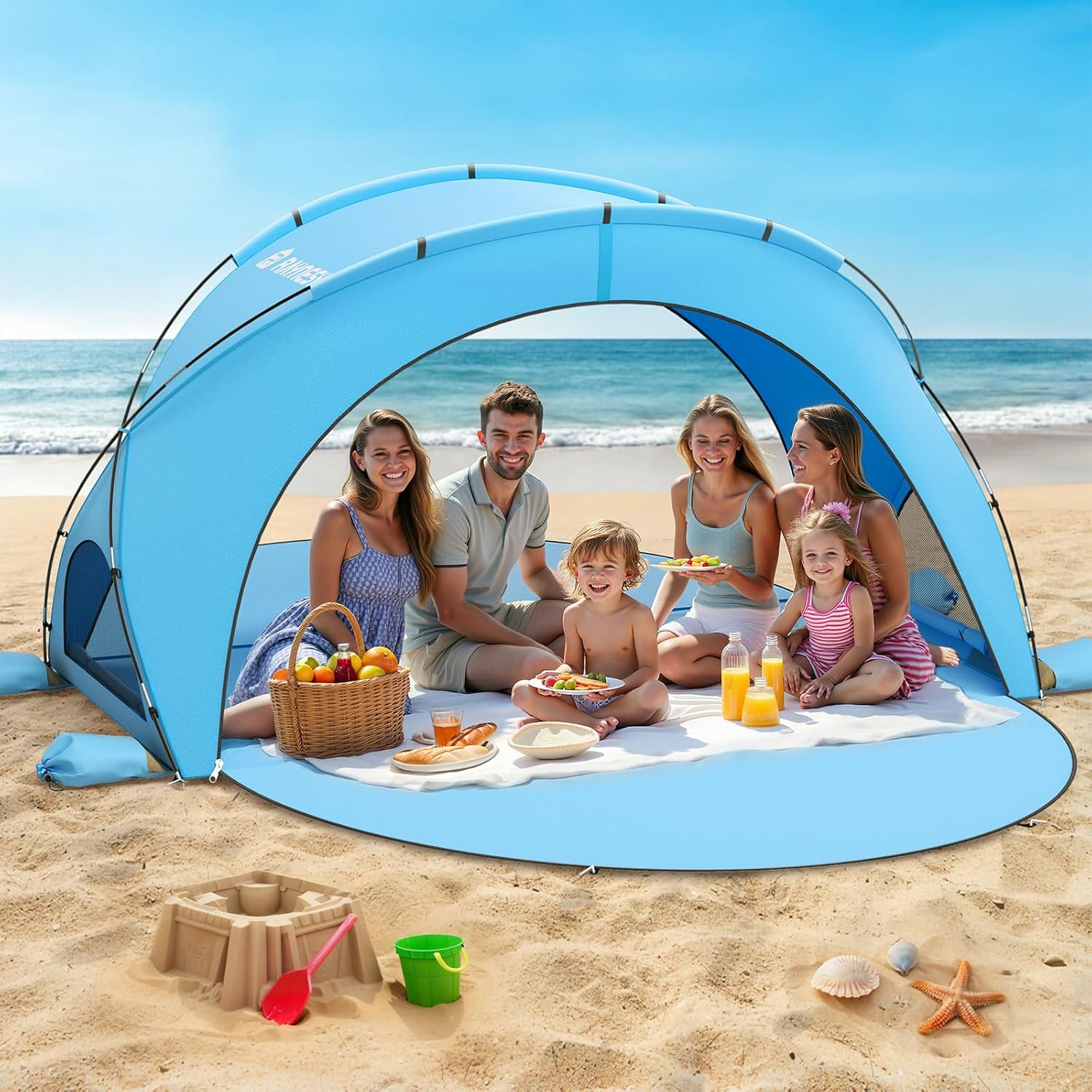 Beach Tent Sun Shelter Beach Shade Tent with UPF50+ UV Protection Beach Sun Shelter Beach Shade
