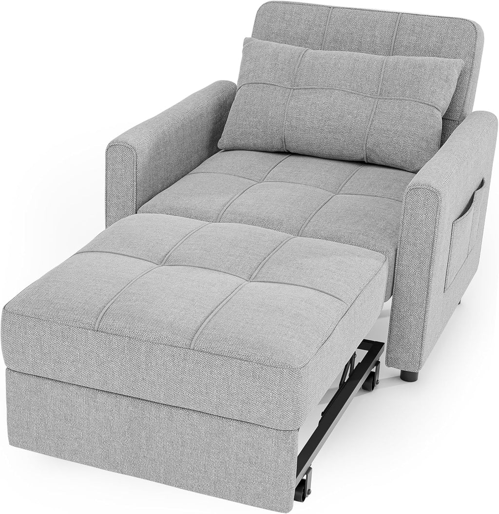 Sofa Bed Chair 3 in 1 Convertible Pullout Single Sleeper Chair Bed Spacious Multifunctional Sofa