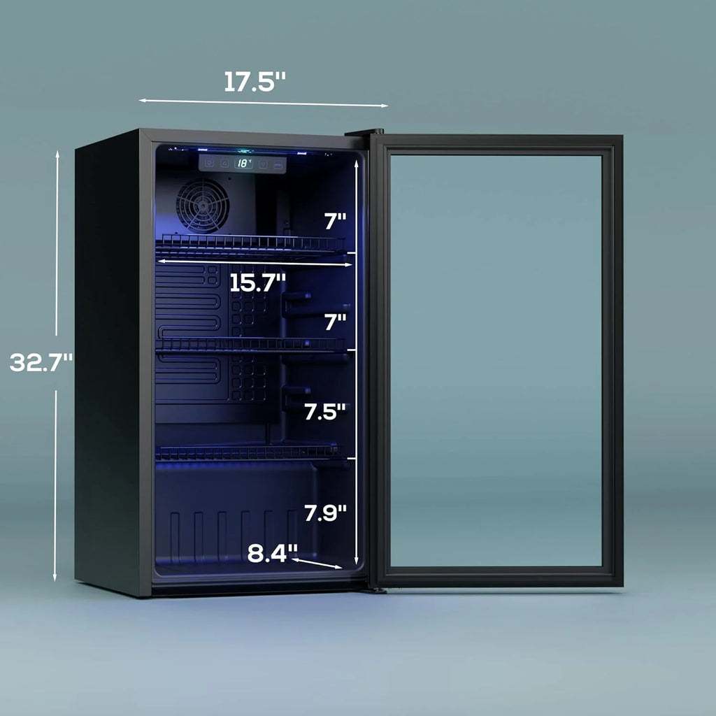 Beverage Refrigerator Cooler-120 Cans Freestanding Mini Fridge Cooler with Glass Door