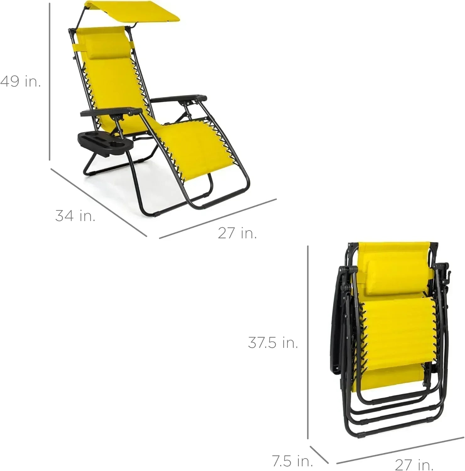 Best Choice Products Folding Zero Gravity Recliner Patio Lounge Chair Adjustable Canopy Shade