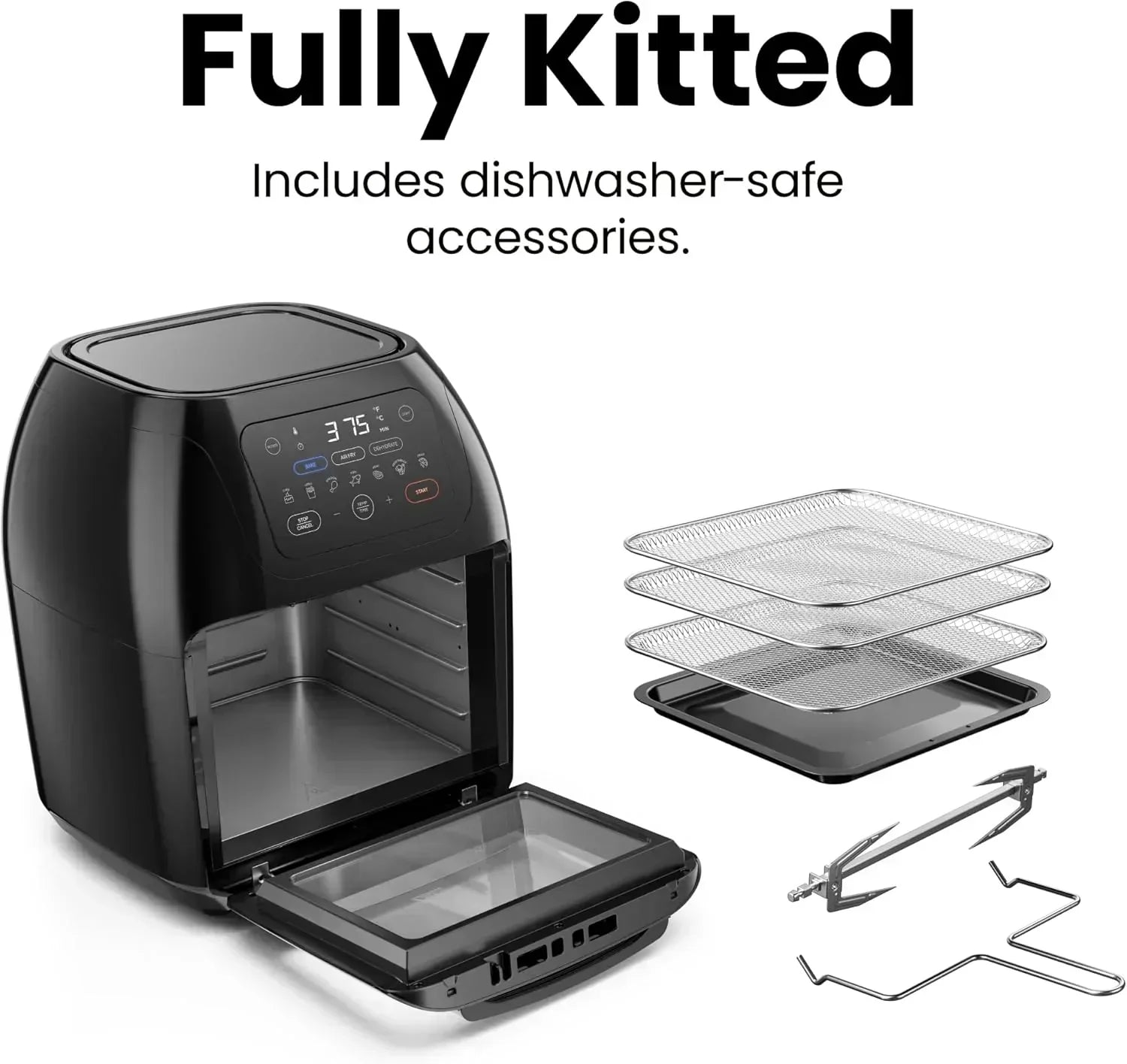 Chefman Compact 6.3-Quart Digital Air Fryer with Rotisserie Dehydrator and Convection Oven