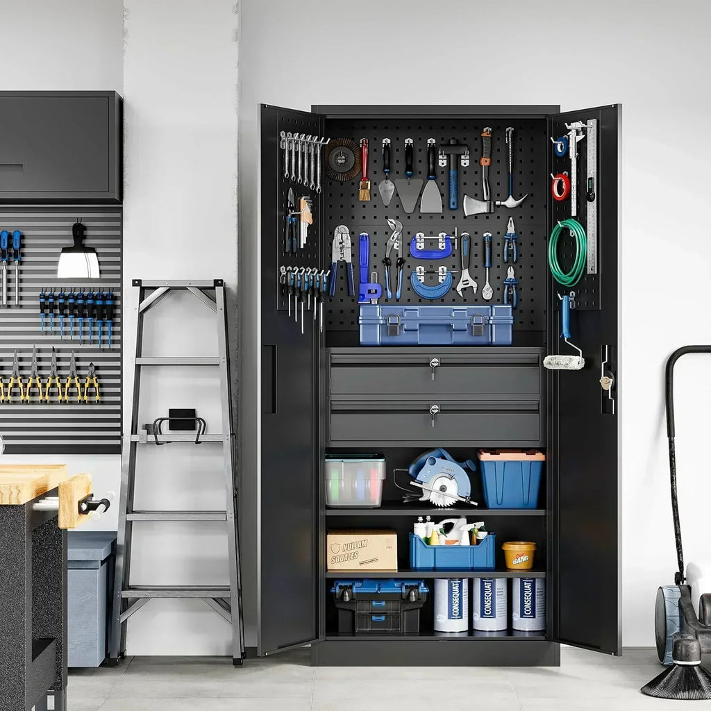 Yizosh Metal Garage Storage Cabinet with Locking Doors Heavy Duty Steel Tool Cabinet