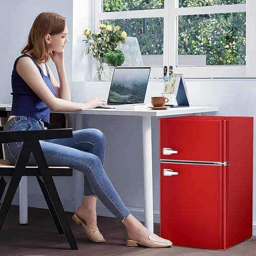Antarctic Star Compact Mini Refrigerator Separate Freezer Small Fridge Double 2-Door