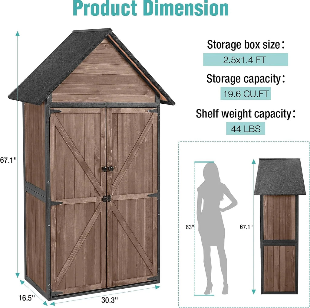 Sheds Outdoor Storage Garden Shed with Metal Frame Structure and Adjustable Shelves