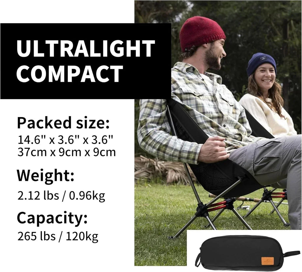 Ultralight Camping Chair 2.12 lbs Portable Backpacking Chair Folding Hiking Chair
