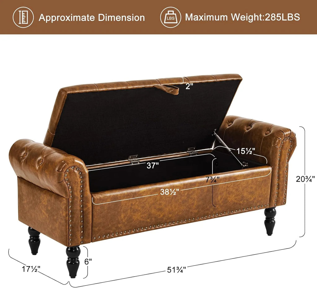 Furniliving Modern Storage Ottoman Bench, Sherpa Ottoman End of Bed Bench with Solid Wood Legs Upholstered Ottoman Benches with Storage Indoor Bench
