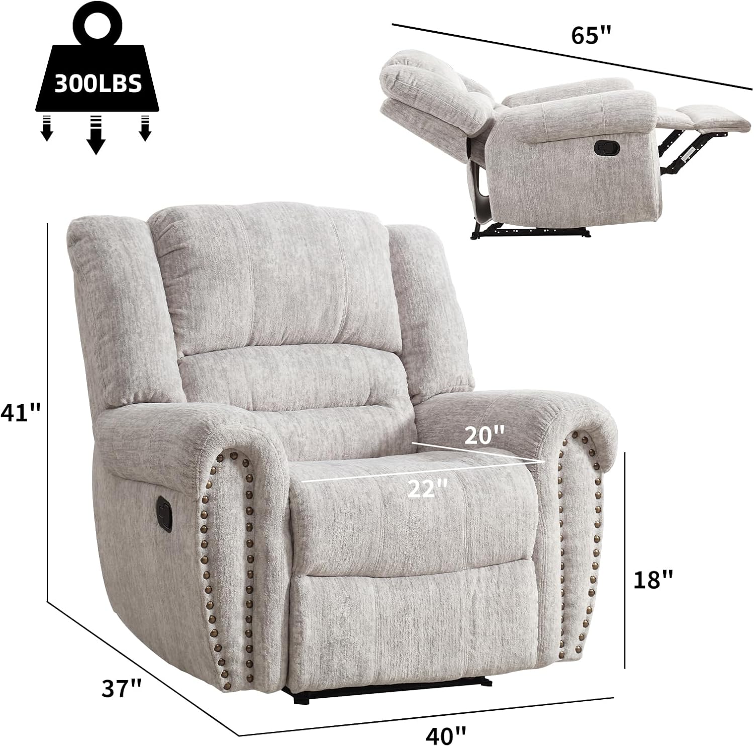 Leather recliner classic traditional manual recliner single sofa for living room