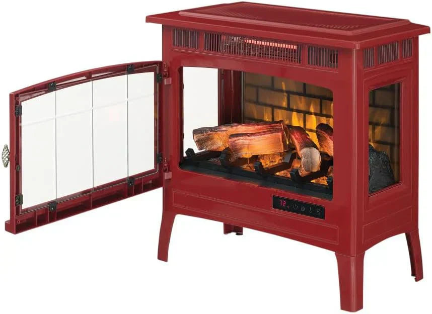 Freestanding Electric Fireplace Stove Heater with 3D Flame Effect for 1000 Sq. Ft