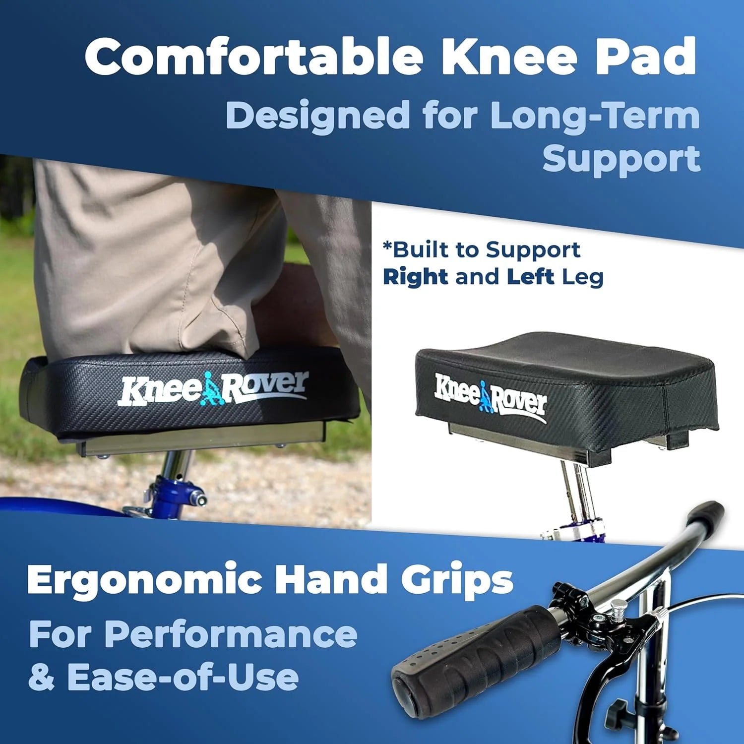 KneeRover Deluxe KneeCycle Steerable Knee Walker Foldable Mobility Aid & Knee Scooter for Adults