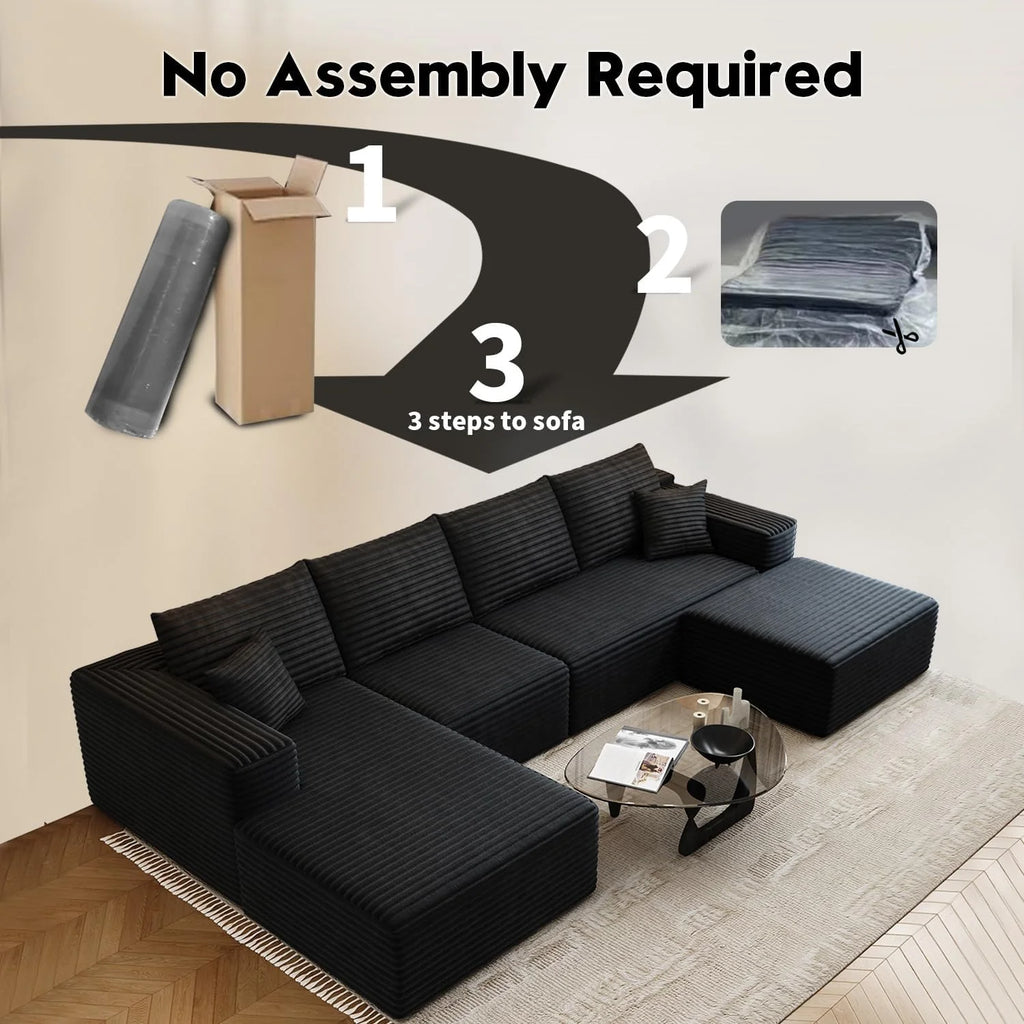 107.5 Cloud Modular Sectional Sofa Couch with L-Shape Chaise,Modern Minimalist Upholstered Couches
