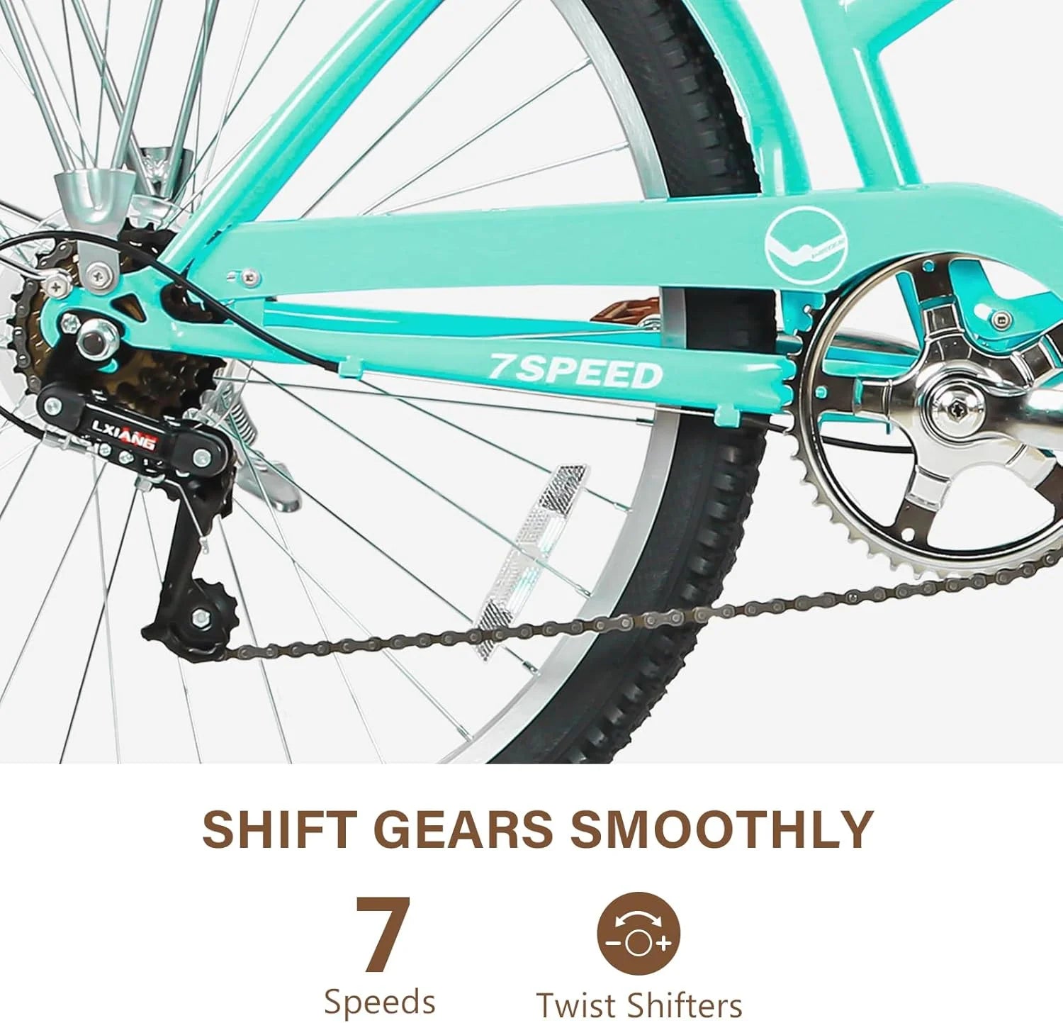 WEIZE Beach Cruiser Bike, 26 inch Commuter Bicycle for Adult Men and Women, 7-Speed/High-Carbon Steel/Front & Rear Fenders, Comfortable City Bikes with Rear Rack or Basket, Ergonomic Upright Design