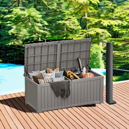 EAST OAK Outdoor Storage Box, 60 Gallon Deck Box Indoor and Outdoor Use, Waterproof Resin Storage Bin