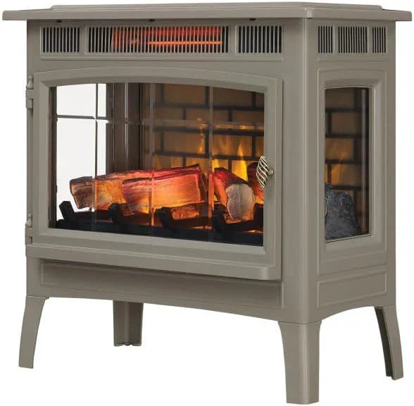 Freestanding Electric Fireplace Stove Heater with 3D Flame Effect for 1000 Sq. Ft